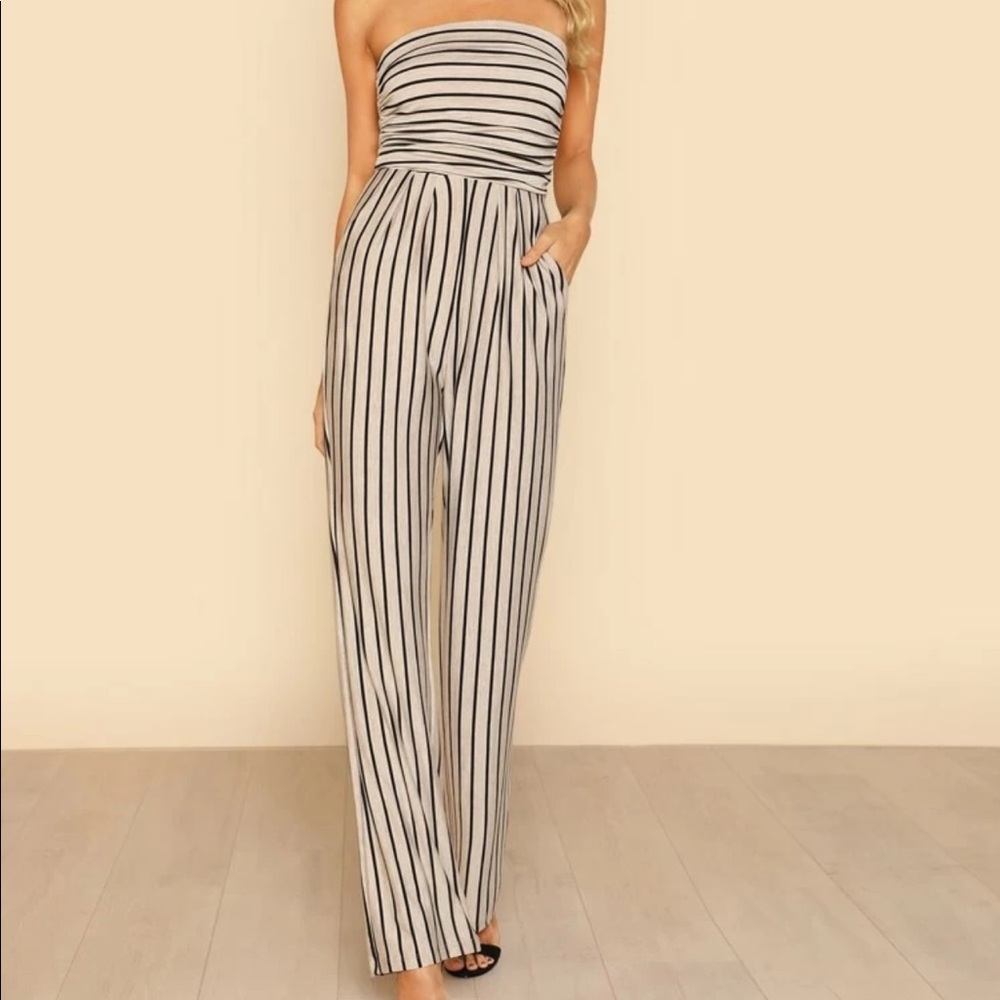 SHEIN Bunched Side Detail Strapless Jumpsuit (M)